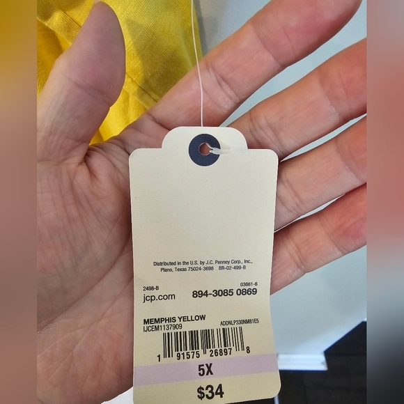 St. John's Bay Women's Plus Size 5X Yellow Top Eyelet Bib 100% Cotton New w Tag - Picture 4 of 7